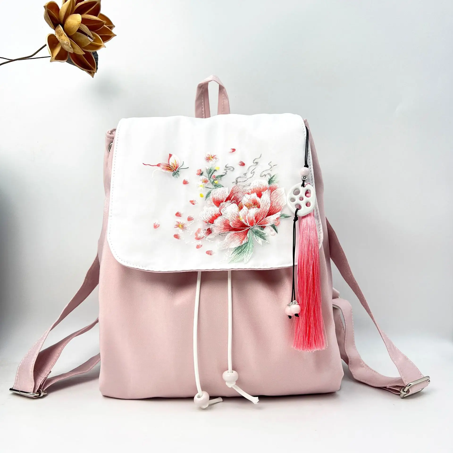 

Polyester lightweight Chinese Hanfu elements backpack embroidery color bump girl flip backpack
