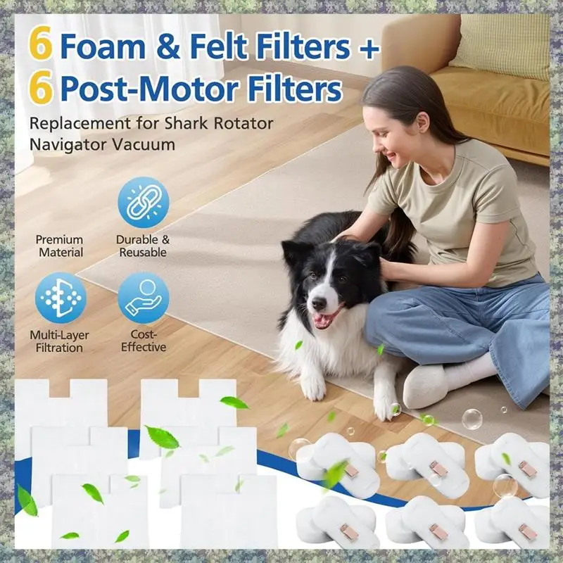 

WON Foam & Felt Filters Post Motor Filters For Shark Duoclean Powerfins Corded Stick Vacuum HZ2000 HZ2002 HZ251 HZ602 HZ702