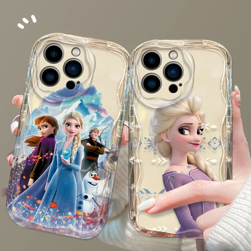 Disney Frozen Elsa Princess Phone case For Apple iPhone 15 14 13 12 11 Pro X XR XS Max Plus 8 7 Plus SE Wave Oil Cover