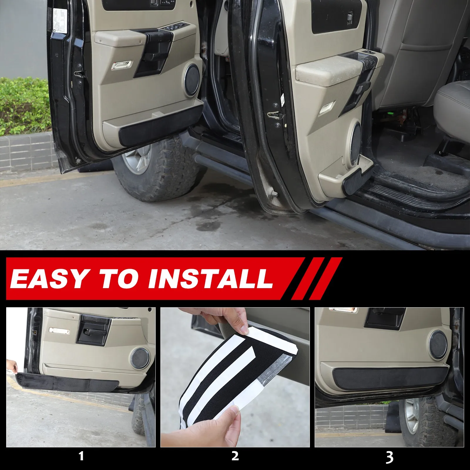 

4PCS Black Suede Car interior Door Anti Kick Panel Pad Shield Cover For Hummer H2 2003-2009 Carbon Door Anti Dirty Sticker Trim