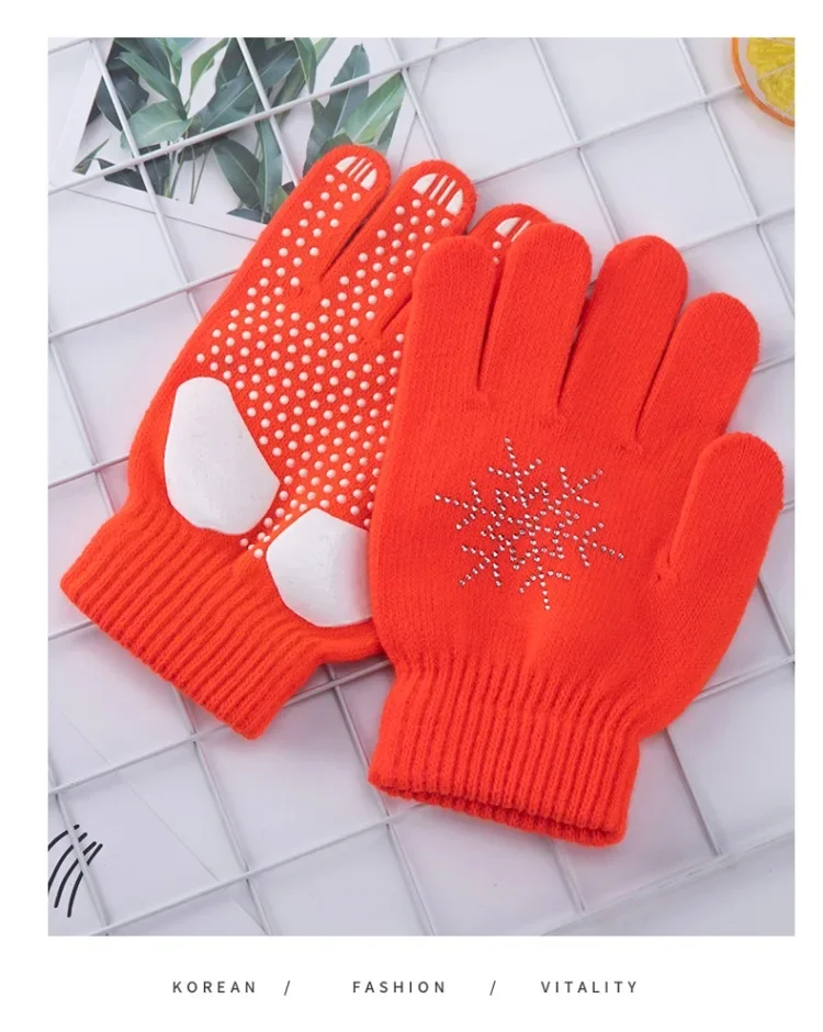 Guantes de patinaje sobre hielo antideslizantes para niños, hombres y mujeres, guantes de nieve de punto engrosados, resistentes al agua