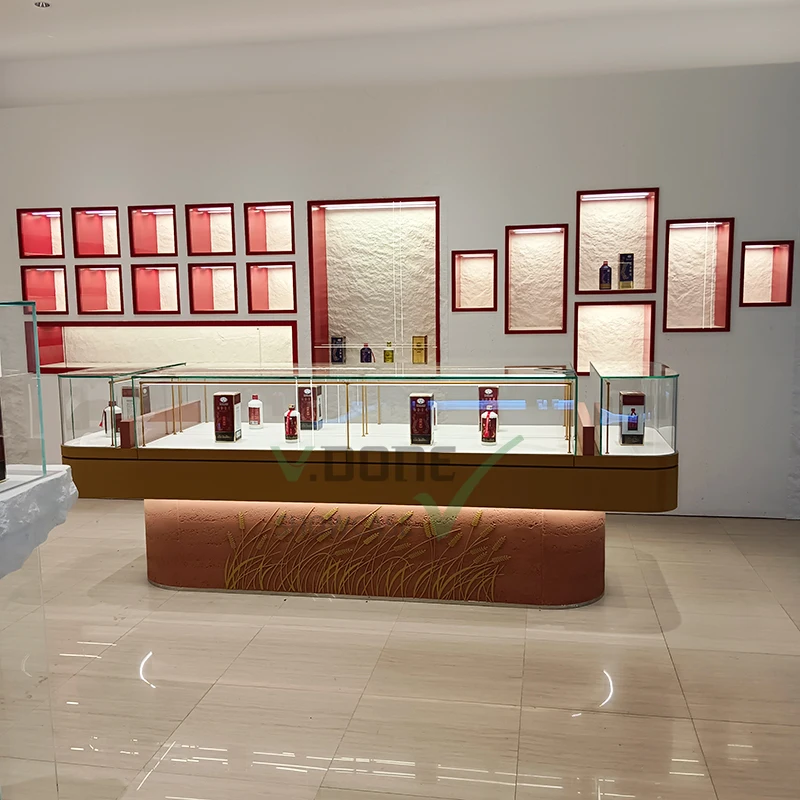 customized.High-end rotating glass display cabinet with customized size glass cabinet with lighting wine