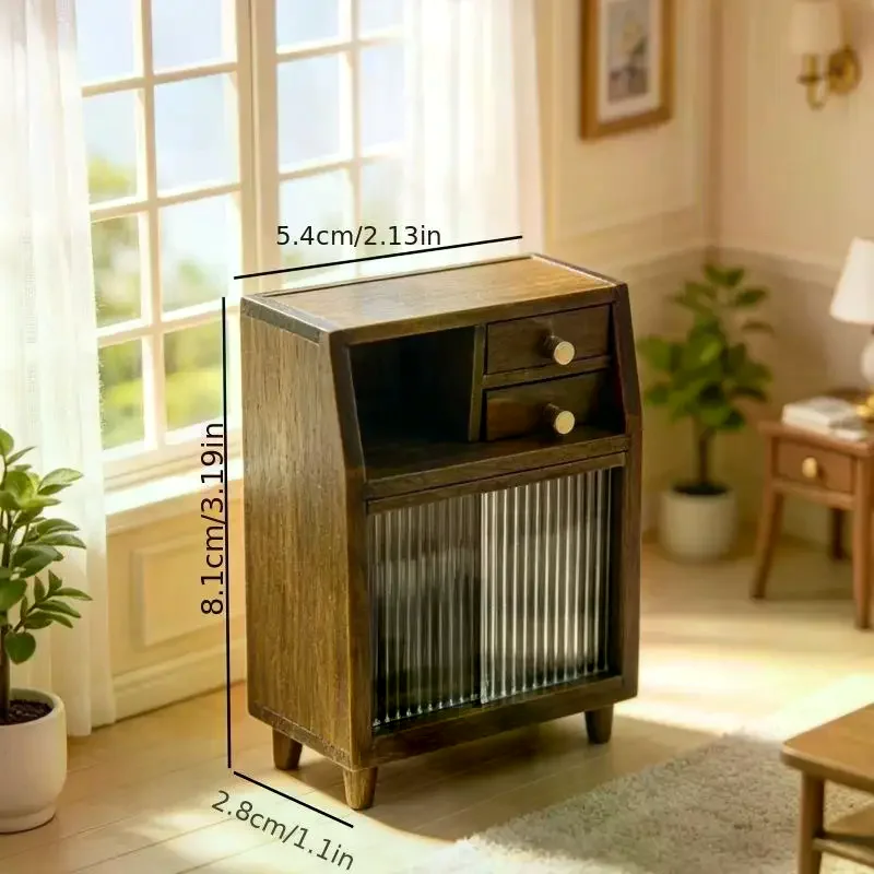 Doll House Mini Model Furniture Accessories - Miniature Dining Room Sideboard Living Room Storage Cabinet With Doors 1:12