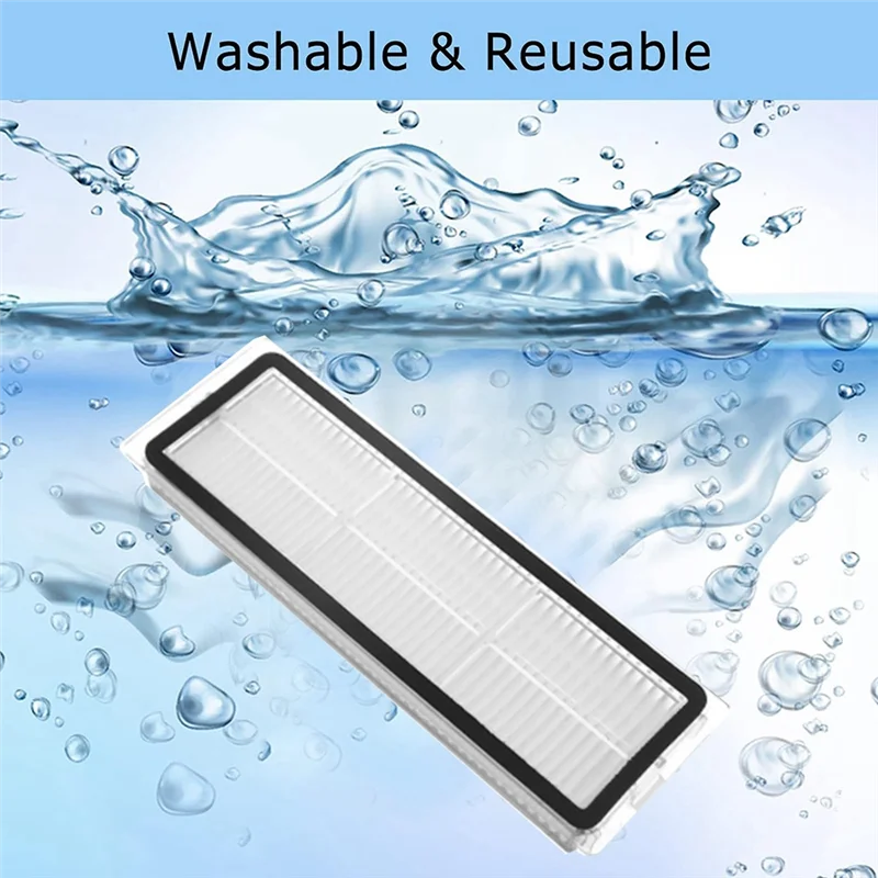 Dreame W10pro 로봇 진공 청소기 부품 교체-AT30 용 청소 브러시가있는 9 PCS HEPA 필터