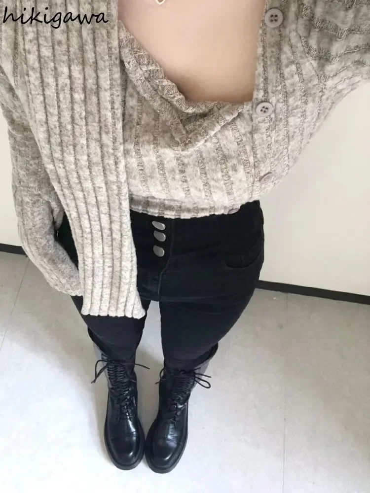 Knitwear Sueter Mujer Y2k Sweater Women Fashion Irregular Long Sleeve Jumper Casual Sexy Single Breasted Cropped Pullovers Tops