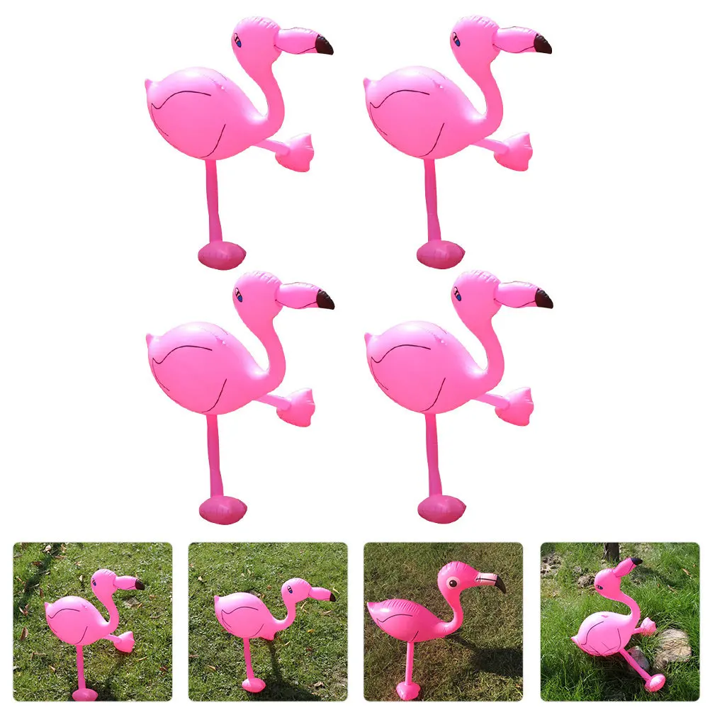4Pcs Inflatable Flamingo Pool Float Premium PVC Water Game Beach Party Swimming Pool Fun Kids Educational Summer Entertainment