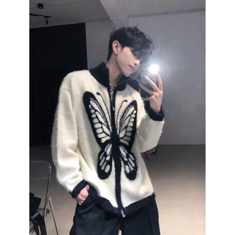 

New Cardigan American Retro Casual Lapel Lapel Sweater Men's Jacket