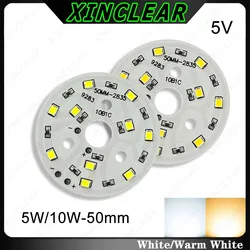 10pcs 5W 10W LED Light Boards Warm White 5V No Need Drive Dia 50mm PCB Board SMD 2835 5730 Chips For DIY Downlight Spotlight
