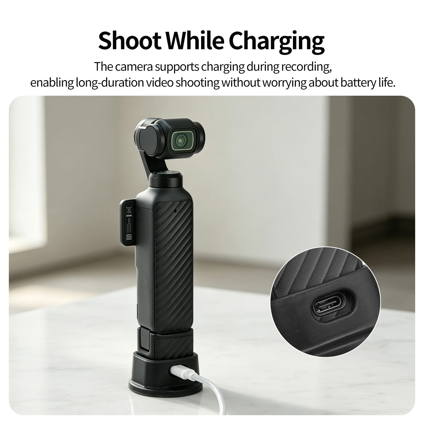 Gimbal-Aufbewahrungstasche für DJI Osmo Pocket 4 Kamera mit rutschfester Silikonbasis, unterstützt das Laden während der Nutzung von Fotografie-Zubehör. – Detail 8