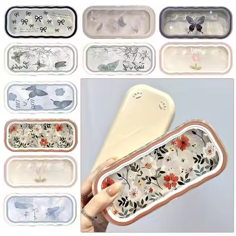 Kawaii Bowknot Transparent Glasses Case Butterfly Flower Sunglasses Storage Box Glasses Protective Case Gifts for Girls