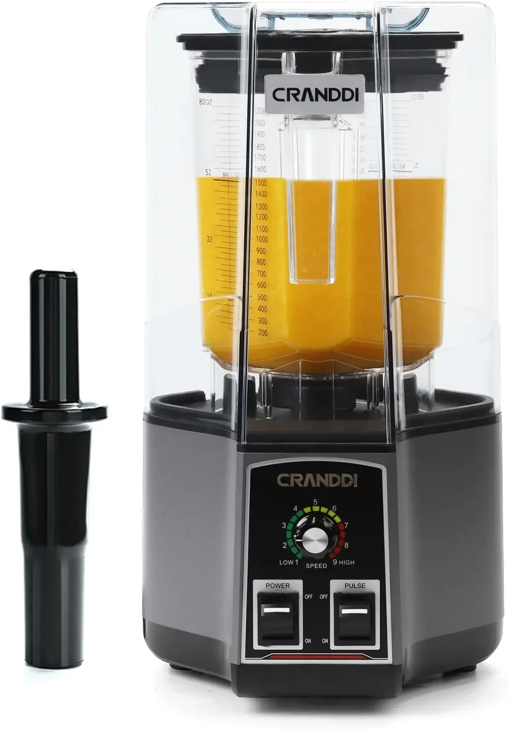 Commercial Blender, 80oz Blender for Crushing Ice, Chopping, Grinding, Blending, 1500W Blender with Tamper and Removable