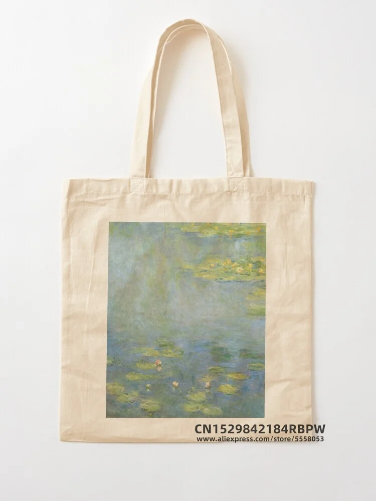 Claude Monet - Flower Beds at Vétheuil Tote Bag Girls Pacakge Hand Bag Women Eco Reusable Shoulder Shopper Bags Bolsas De Tela