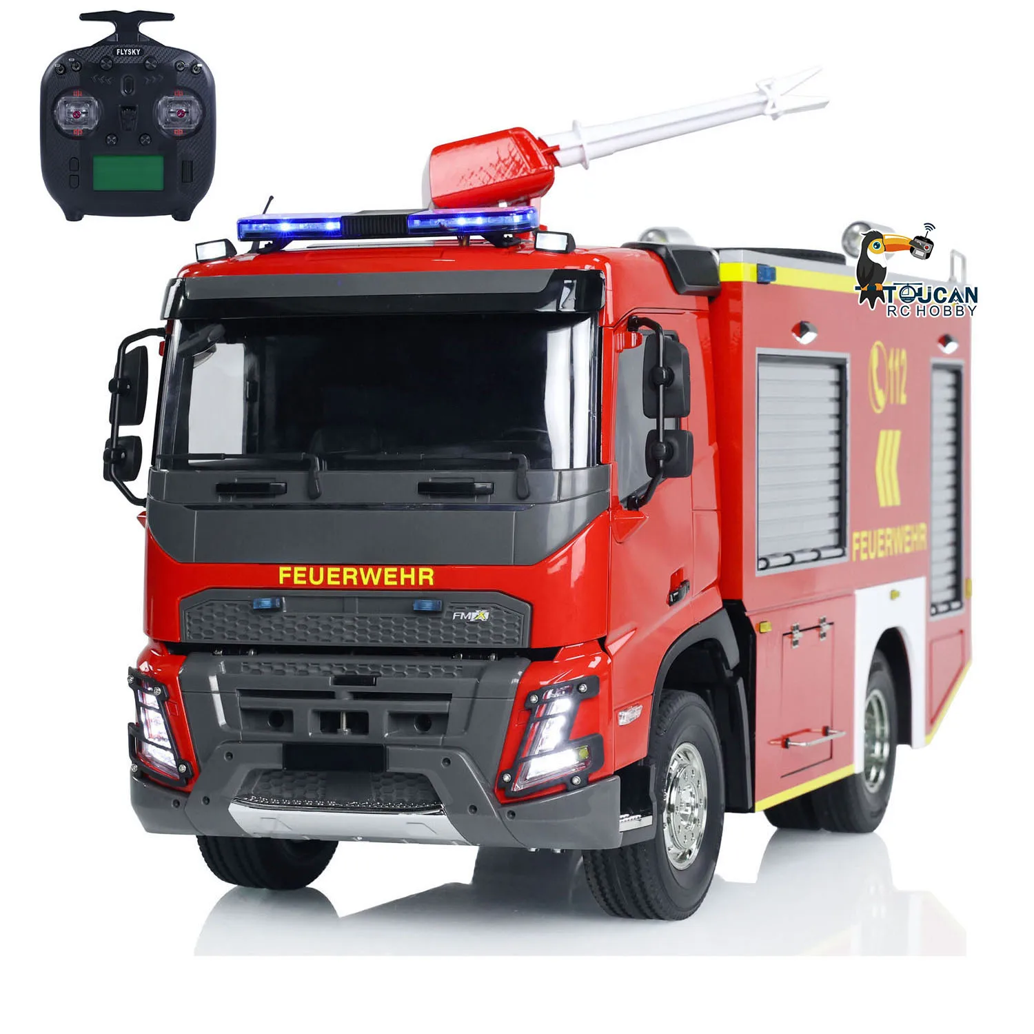 1/14 4x2 RC Fire Vehicles Radio Control Fire Fighting Truck 2-speed Transmission Painted Finished Light Sound Cars for Adults