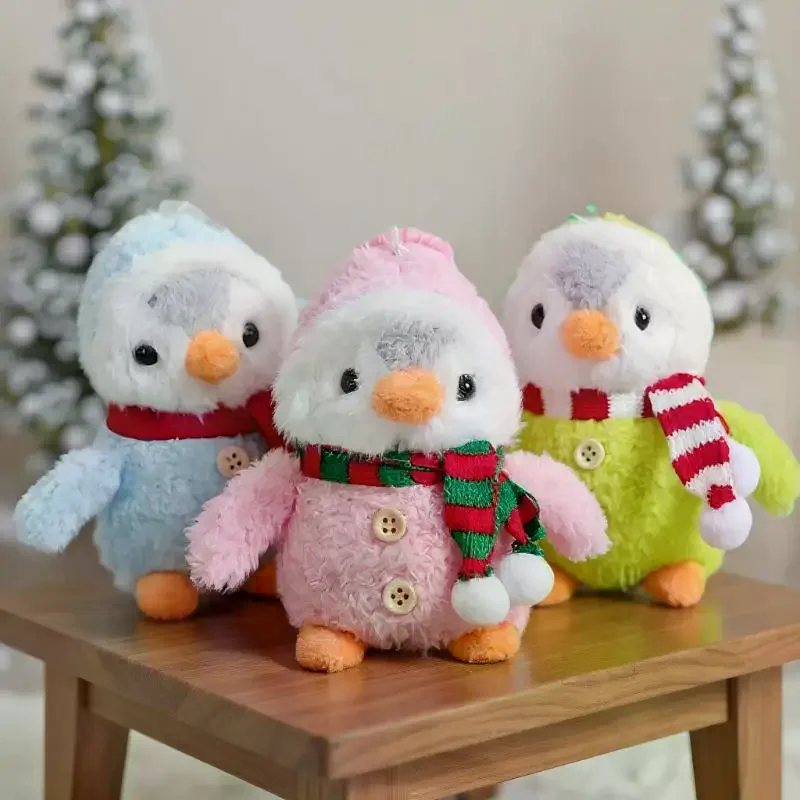 Winter-Pinguin-Plüschpuppe, Schlüsselanhänger, Spielzeug mit Weihnachtsschal; Mädchen-Taschenanhänger, Rucksack-Anhänger zum Aufhängen, Geburtstagsgeschenk