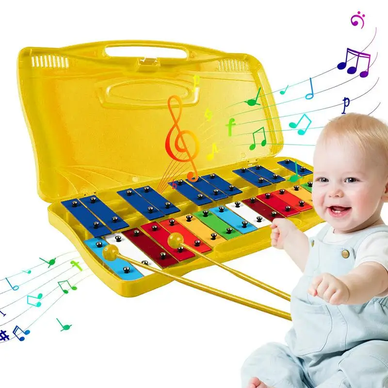 

25 Note Glockenspiel Metal Chromatic Xylophone Instrument Musical Instrument Equipment For New Year's Day Birthday Easter