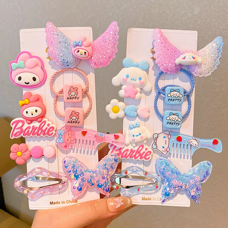 New Cartoon Sanrio children's Kulomie Hair Accessories Set Hello Kitty Hairpin Hairpin Girls' Headband accessori Toy Gift