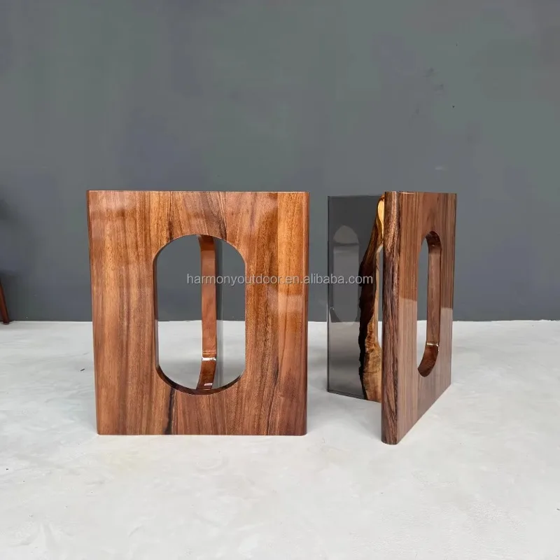 High Quality Directly Offer Walnut Solid Wood+epoxy Resin Leg for Dining Table New Design + No Need Assemblings Leg