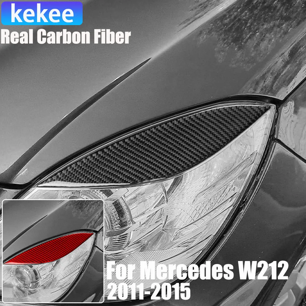 Real Carbon Fiber Car Accessories Headlight Eyebrows Cover Soft Sticker for Mercedes E-class W212 2011 2012 2013 2014 2015