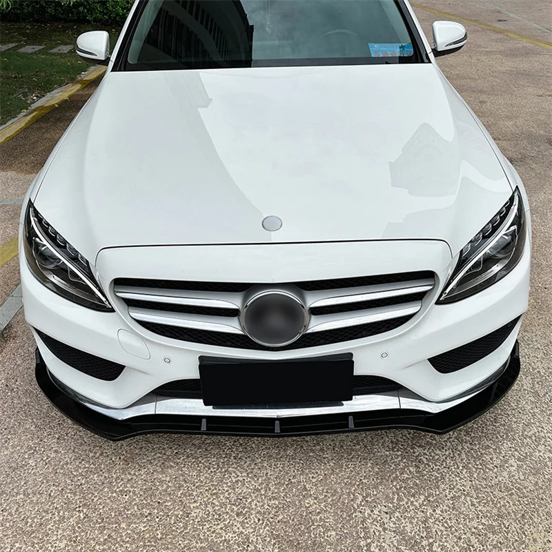 For Mercedes Benz W205 C180 C200 C260 AMG 2015-2018 Car Front Chin Bumper Lip Side Spoiler Splitter Cover Guard Kit Protector