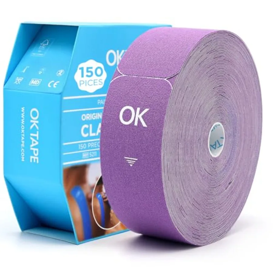 

Kinesiology Tape Pre Cut Strips Bulk , Elastic Cotton Latex Free Hypoallergenic Athletic Tape Roll for Muscle Joint Knee, Water