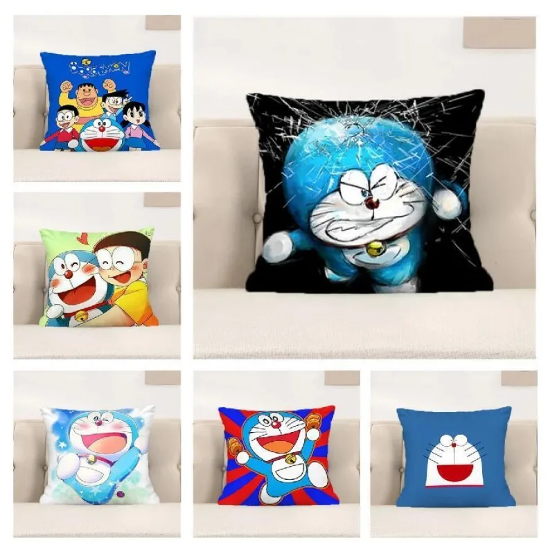 Doraemon Decor Polyester pillowcase Print Cushion Covers Room Decor Pillowcases Sofa