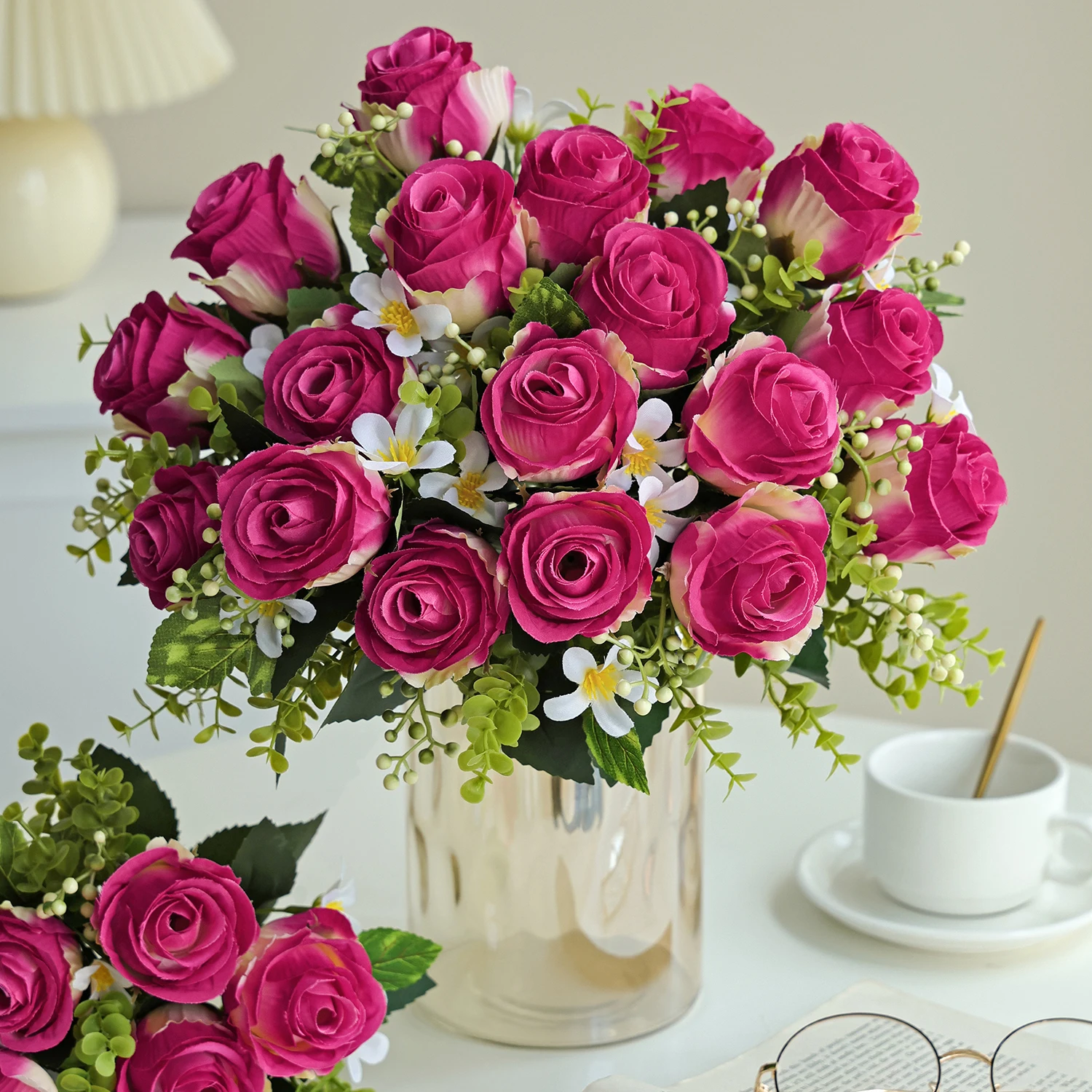 Künstliche Blumenknospen aus Seide für Zuhause, Zimmer, Tisch, Hochzeitskranz, Brautstrauß, Dekoration, Festival, Außenbereich, Hof, Garten, Vase, DIY-Geschenk, Requisite – Detail 6
