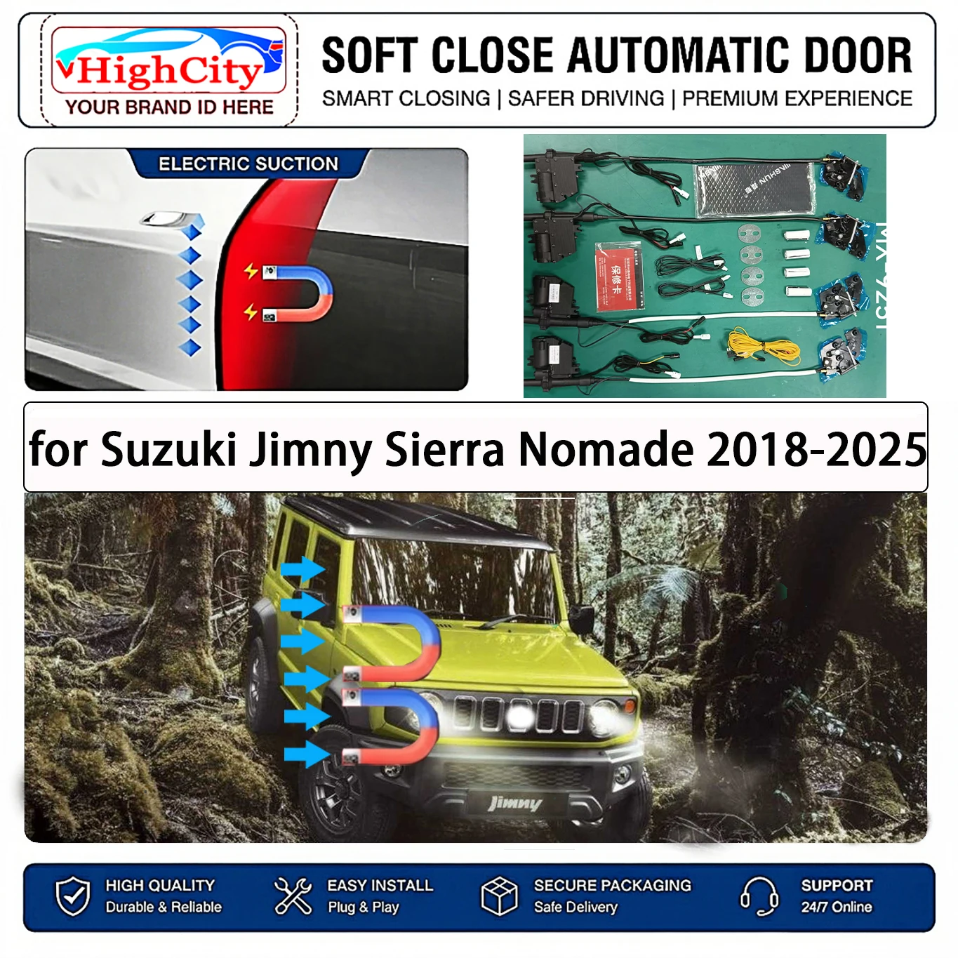 for Suzuki Jimny Sierra Nomade 2018-2025 Electric Suction Soft Close Door Kit Smart Anti Pinch Auto Cinch Latch System No Slam