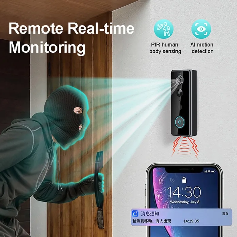 Timbre inteligente con cámara inalámbrica WIFI Tuya aplicación remota Control videoportero de vigilancia HD visión nocturna timbre impermeable