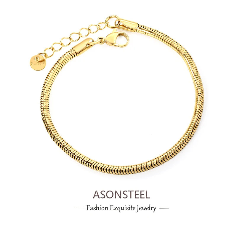 ASONSTEEL Trendy 316L Edelstahl Kubanische Kette Armbänder Quadratische Runde Schlange Einstellbar Unisex Design Geschenk Wasserdicht Schmuck