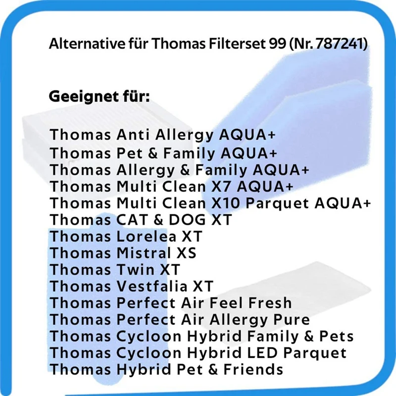 2x Filters atz für 787241 Staubsauger der Aqua + Serie, alternativer Filters atz 99 Teile-Nr. 787241