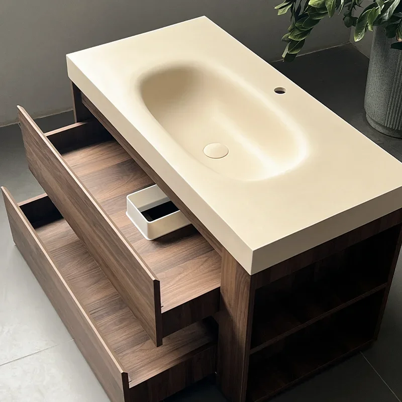 

Mid ancient style bathroom cabinet, small-sized bathroom, washbasin with integrated countertop