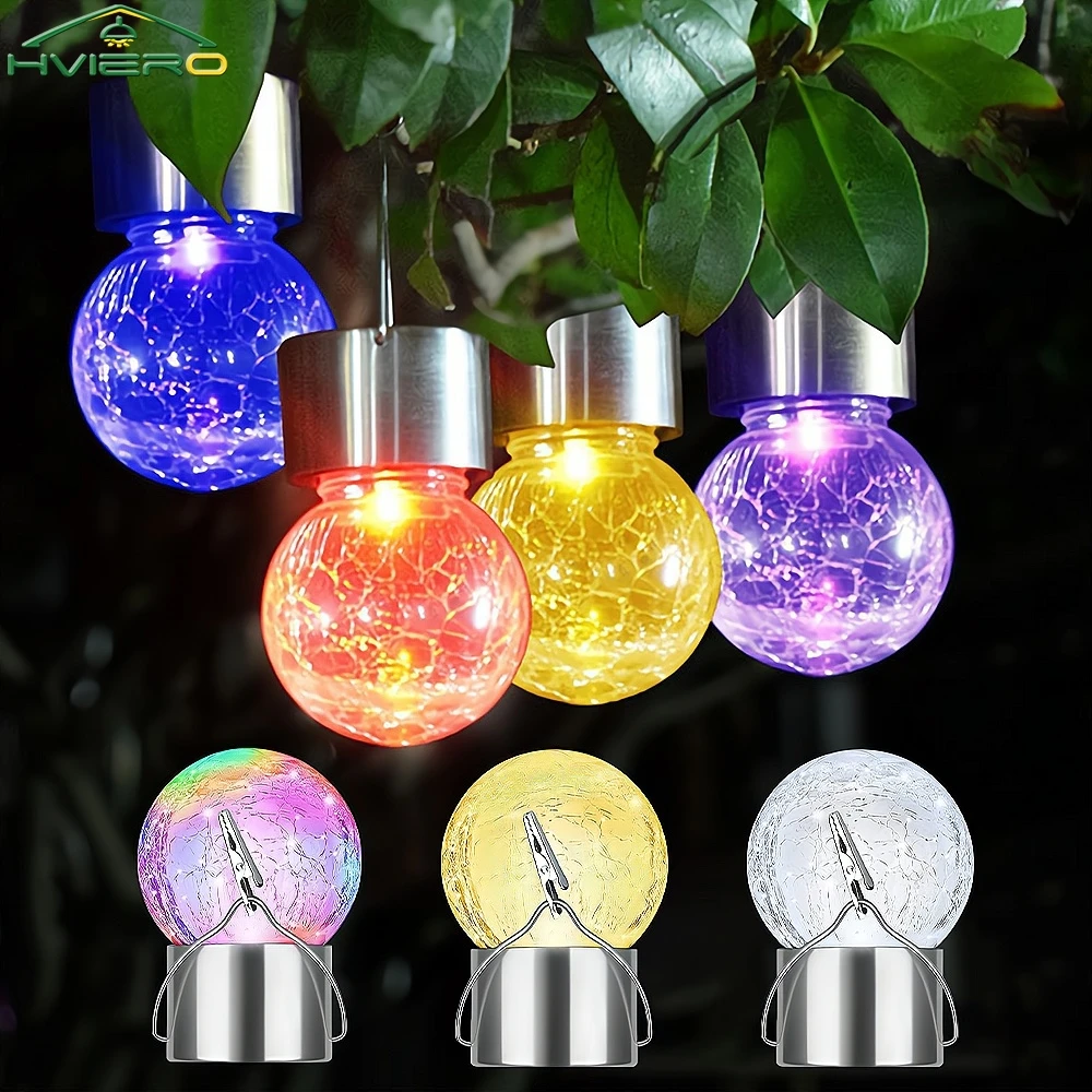 

LED Solar Lights Outdoor Tree Hanging Lamp Glass Waterproof Garden Chandeliers Decorative Landscape Ultra Bright Lighting Bulbs