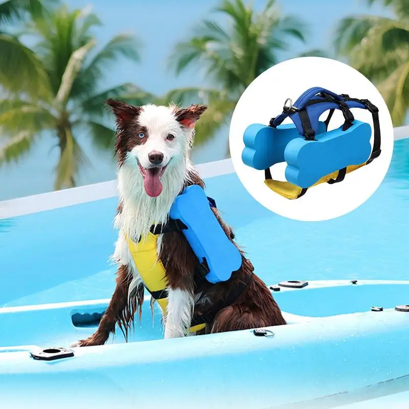 

Dog Life Vest Puppy Swimming Safety Vest Adjustable Lightweight Life Preserver With Rescue Handle Reflective Float Coat For