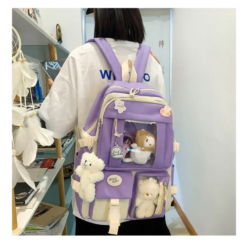 Mochila escolar Kawaii de gran capacidad para niñas, bonita PANDA, ligera, a la moda, para estudiantes de secundaria y secundaria