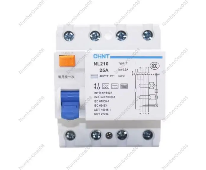 

Chint leakage protector NL210 B type new energy dedicated 1P+N leakage switch 3P+N 40A 63A