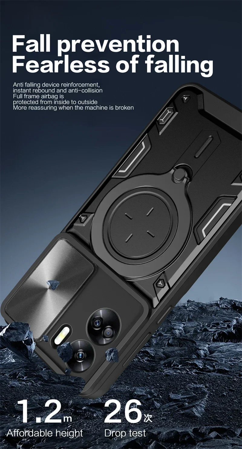 Coque de protection pour Honor 90 Lite, 5G, étui de téléphone, caméra market, support d'anneau magnétique, armure, couverture arrière