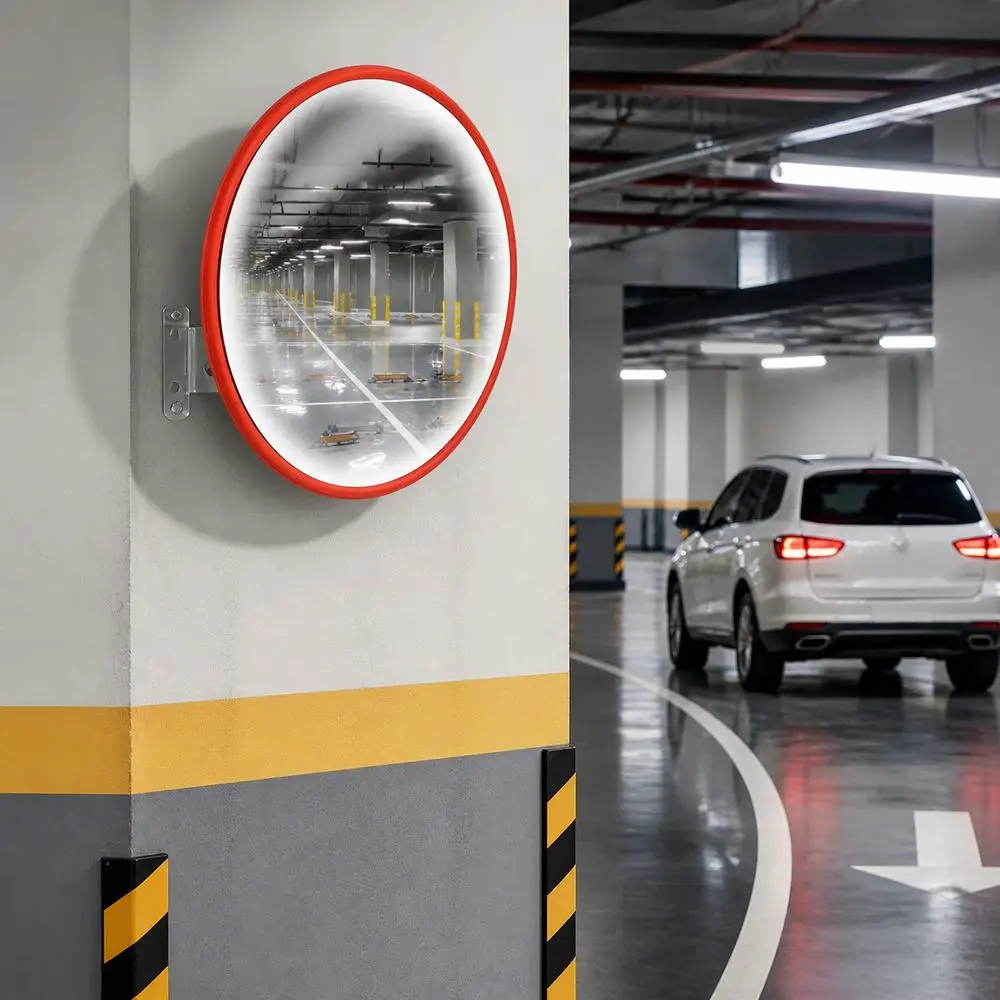 30cm Diameter Convex Safety Mirror Hemispherical Easy to Install Corner Security Mirror Red Coating Traffic Safety Mirror
