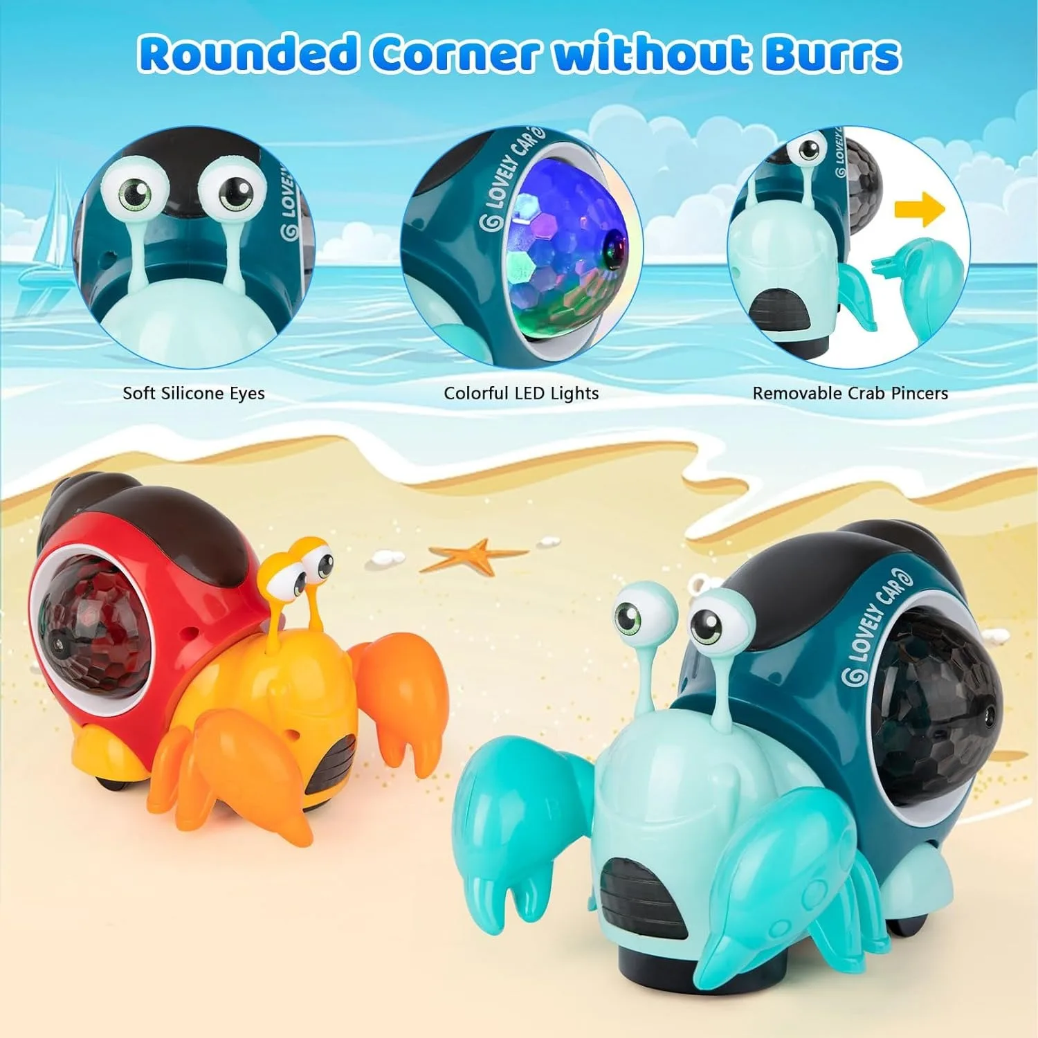 Electric Hermit Crab Universal Driving Lighting Music Novelty Toys Educational Early Education copy