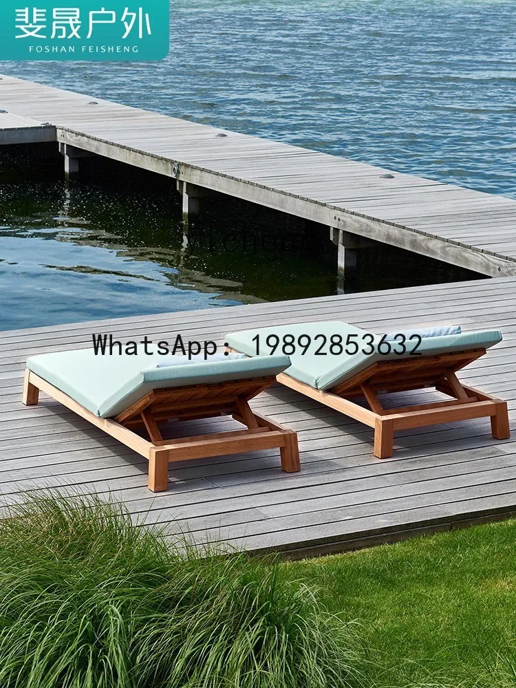 A1 خشب الساج كرسي للسطح في الهواء الطلق فيلا فناء مقاوم للماء واقية من الشمس في الهواء الطلق شرفة سرير خشبي حافظ
