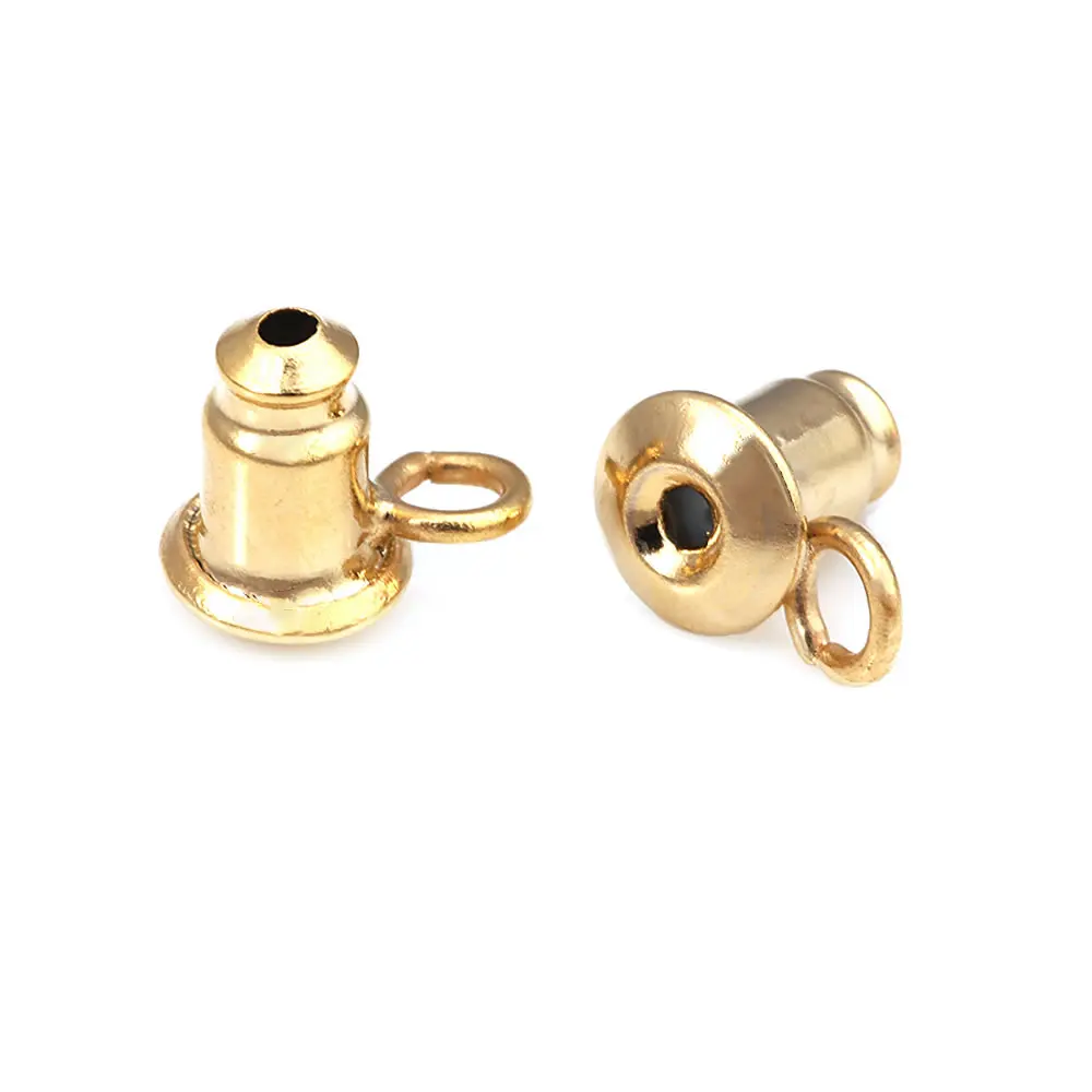 18K Gold Color Brass Bullet Shape Stud Earring Back Stopper High Quality Diy Jewelry Making Supplies Accessories for Women