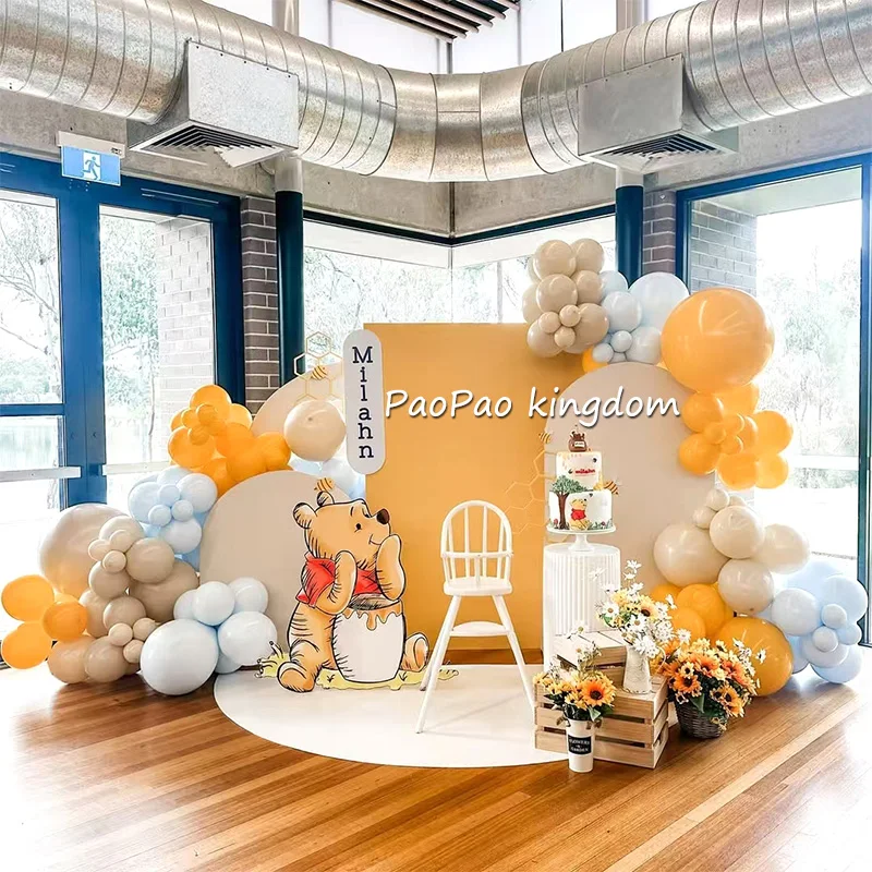 Lindo Winnie The Pooh tema número globo de aluminio guirnalda arco Kit Baby Shower decoración de fiesta de cumpleaños juguete