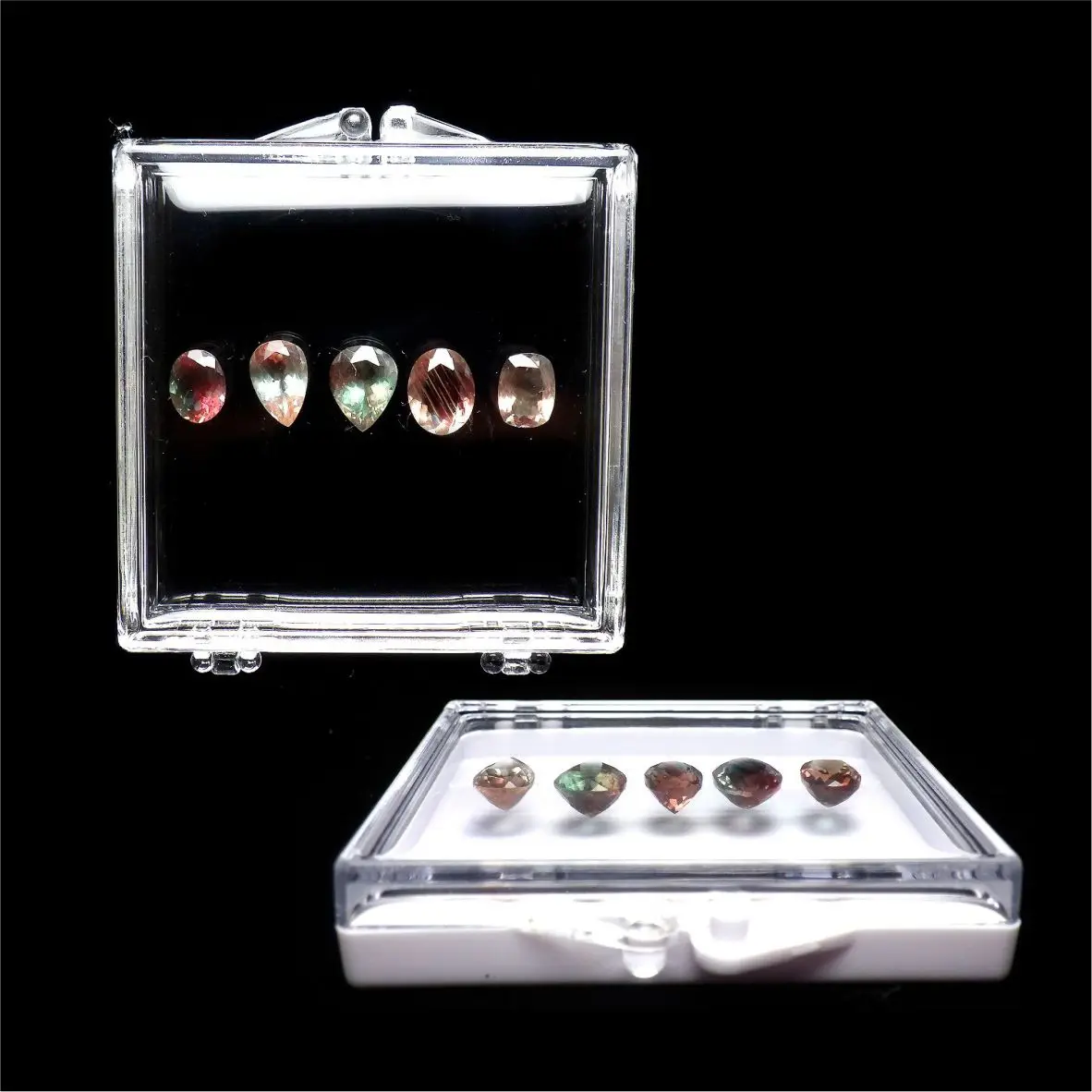 10pcs Plastic Adhesive Gemstone Box Diamond Display Box Show Case Packaging Tray Jewelry Acrylic Sticky Small Gemstone Modeling