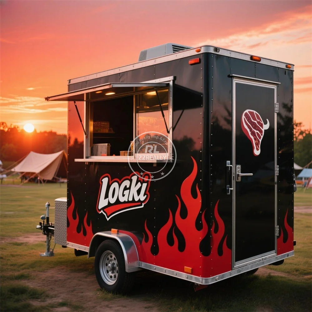 

US Standard Mobile Pizza Taco Food Truck Van Trailer Custom Hot Dog Pizza Cart Street Concession Food Trailer With Full Kitchen