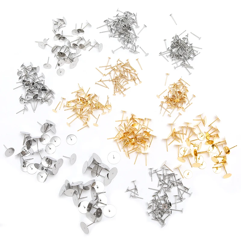 

3MM 4MM 5MM 6MM 8MM 316 Stainless Steel Earring Posts Blanks Flat Pad Ear Studs For DIY Earring Making Finding(50Pcs/lot)