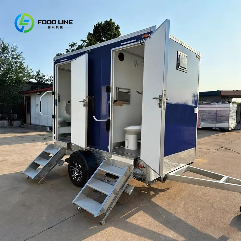 Customized Heavy-Duty Towed Outdoor Toilet Trailer Mobile Restroom with Flush Vent & Large Tank for Events