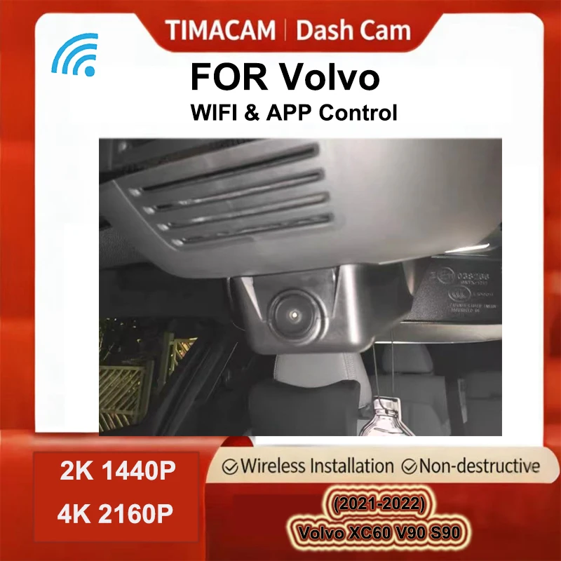 

TIMACAM 4K 2K Wifi Dash Cam Dual Lens Car DVR Dash Camera For Volvo XC60 2021 2022 For Volvo V90 2021 2022 volvo S90 2021 2022