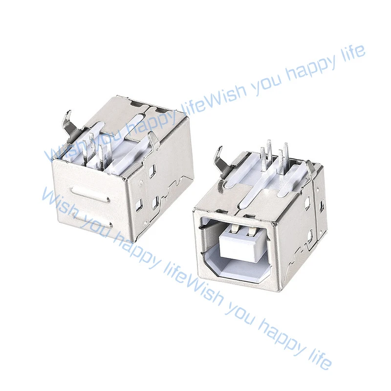 L... 10 Pcs USB Female Type-B Port 4-Pin Right Angle PCB DIP Jack Socket Connectors