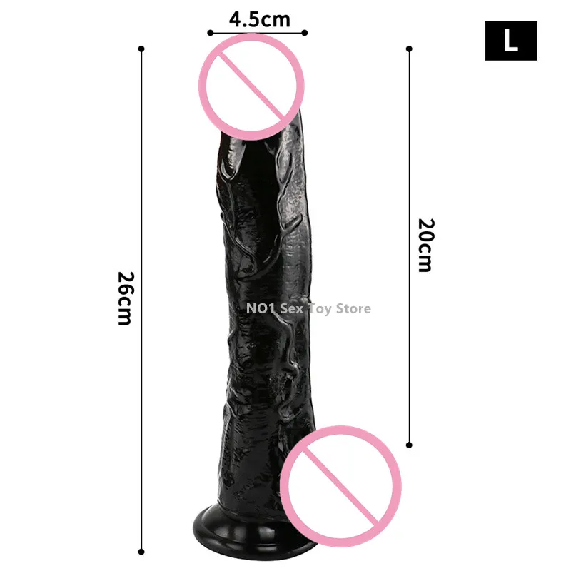 S/M/L Black Soft Silicone Realistic Dildo Super Large Penis Sex Toy For Men Women Powerful Suction Cup Female Masturbator 2#