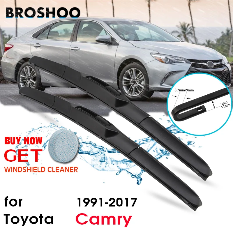 BROSHOO Car Windscreen Wipers Blades Natural Rubber For Toyota Camry Model Year From 1991 To 2017 Fit Standard Hook Arm