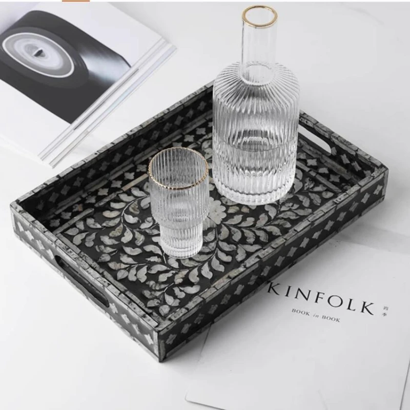 Rectangular Shell Tray Tabletop Cosmetics Jewelry Scented Candle Storage Tray Shell Decoration Home Fruit Snacks Tea Cup Storage